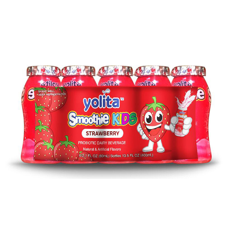 YOLITA<br />
5 PACK KIDS STRAWBERRY PROBIOTIC DAIRY BEVERAGE<br />
8 X 5 X 2.7 FL. oz (80mL)