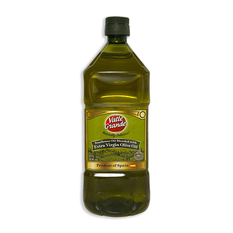 VALLE GRANDE<br />
ACEITE DE GIRASOL MEZCLADO CON ACEITE DE OLIVA EXTRA VIRGEN<br />
6 x 1.5 L (51 fl. oz.)