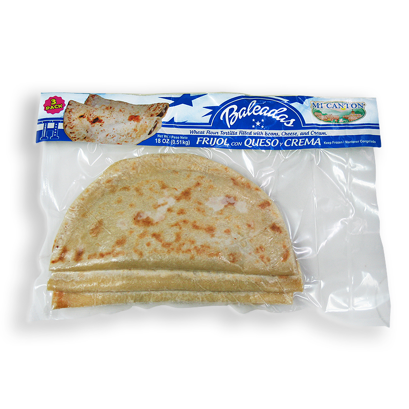 MI CANTON<br />
BALEADAS DE FRIJOL CON QUESO Y CREMA<br />
12 X 16 oz (454g)