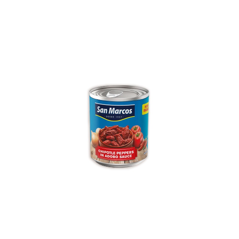 SAN MARCOS<br />
CANNED CHIPOTLE PEPPERS IN ADOBO SAUCE<br />
12 X 11 oz. (312g)