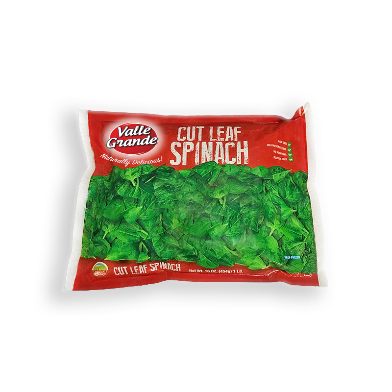 VALLE GRANDE<br />
CUT LEAF SPINACH<br />
12 X 16 oz (454g) 1 lb