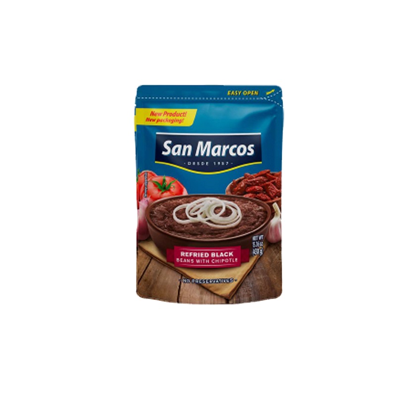 SAN MARCOS<br />
FRIJOLES PINTOS REFRITOS CON CHIPOTLE<br />
12 X 15.1 oz. (430g)