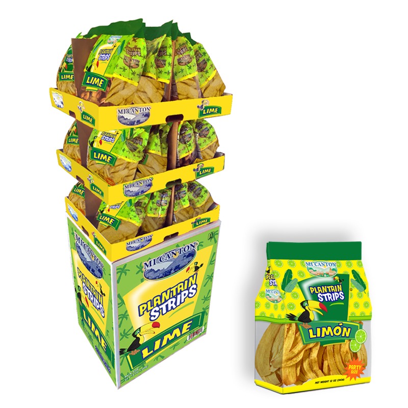 MI CANTON<br />
TAJADAS DE PLATANOS VERDES - SABOR LIMÓN CON MOSTRADOR<br />
24 X 12 oz (340g)