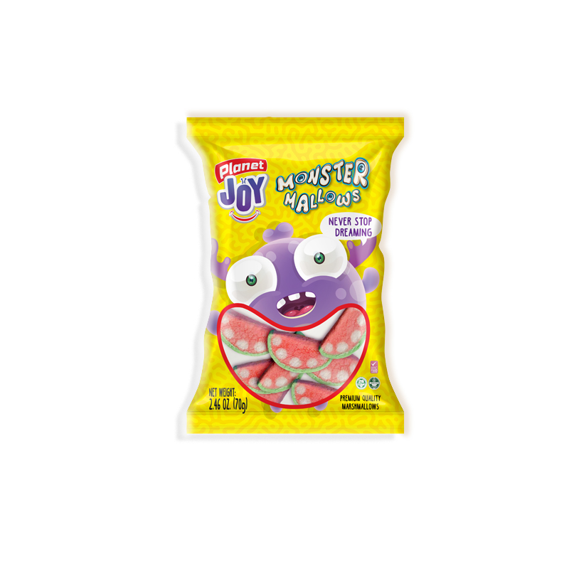 PLANET JOY<br />
MONSTER MALLOWS YELLOW SMALL<br />
60 X 2.26 oz. 70g)