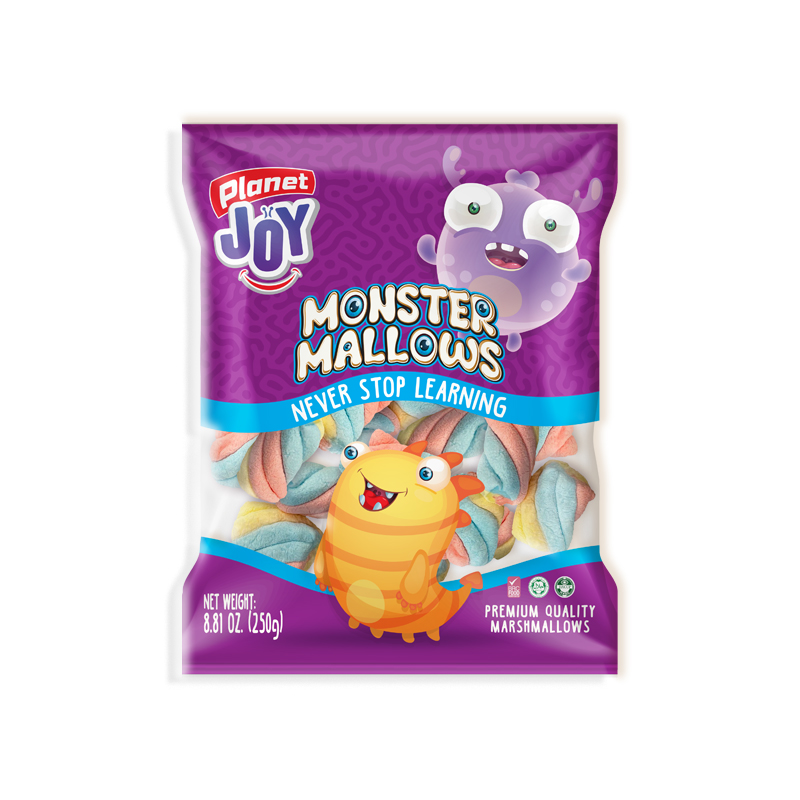 PLANET JOY<br />
MALVAVISCO MONSTER MALLOWS MORADO GRANDE<br />
24 X 8.81 oz. (250g)