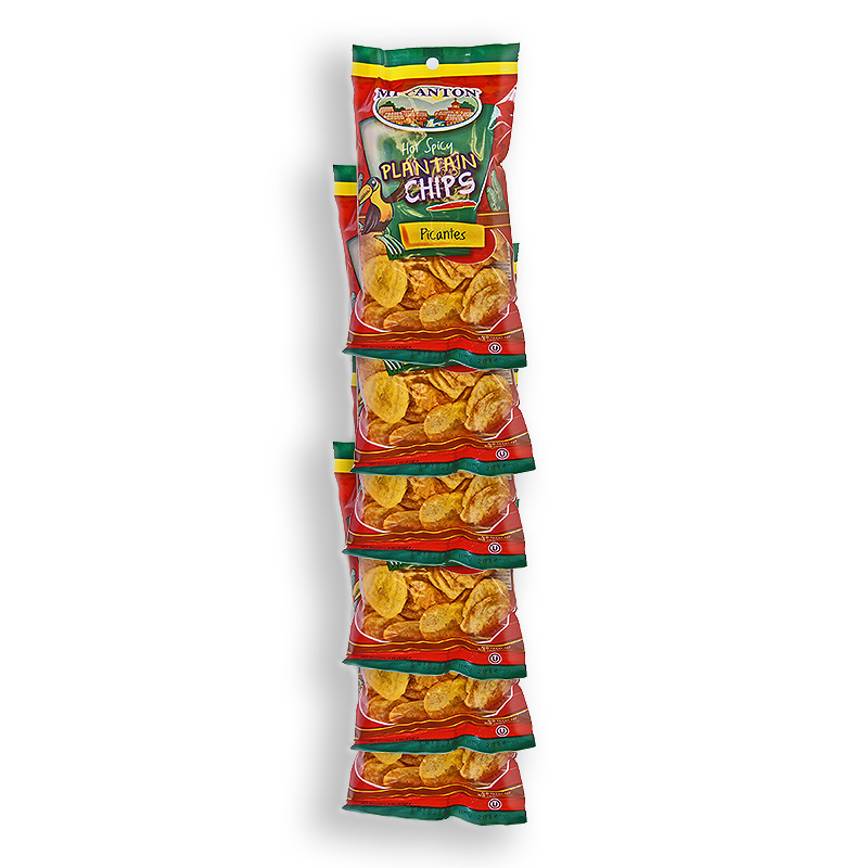 MI CANTON<br />
HOT SPICY PLANTAIN CHIPS<br />
24 X 3 oz (85g) (4 STRINGS OF 6 UNITS)