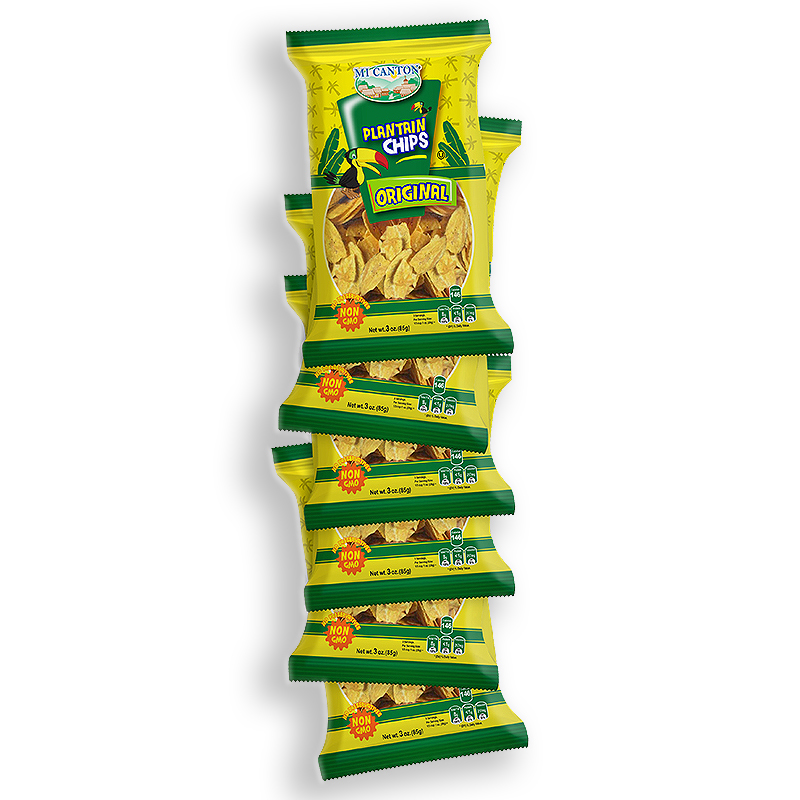 MI CANTON<br />
REGULAR PLANTAIN CHIPS<br />
24 X 3 oz (85g) (4 STRINGS OF 6 UNITS)