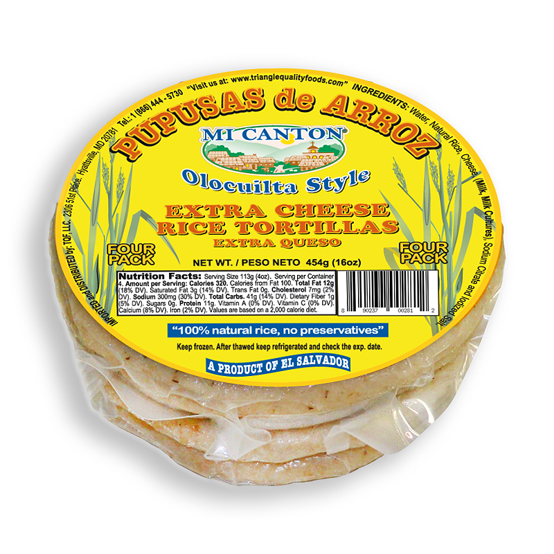 MI CANTON<br />
EXTRA CHEESE RICE PUPUSA - 4 PACK<br />
12 X 16 oz (454g)
