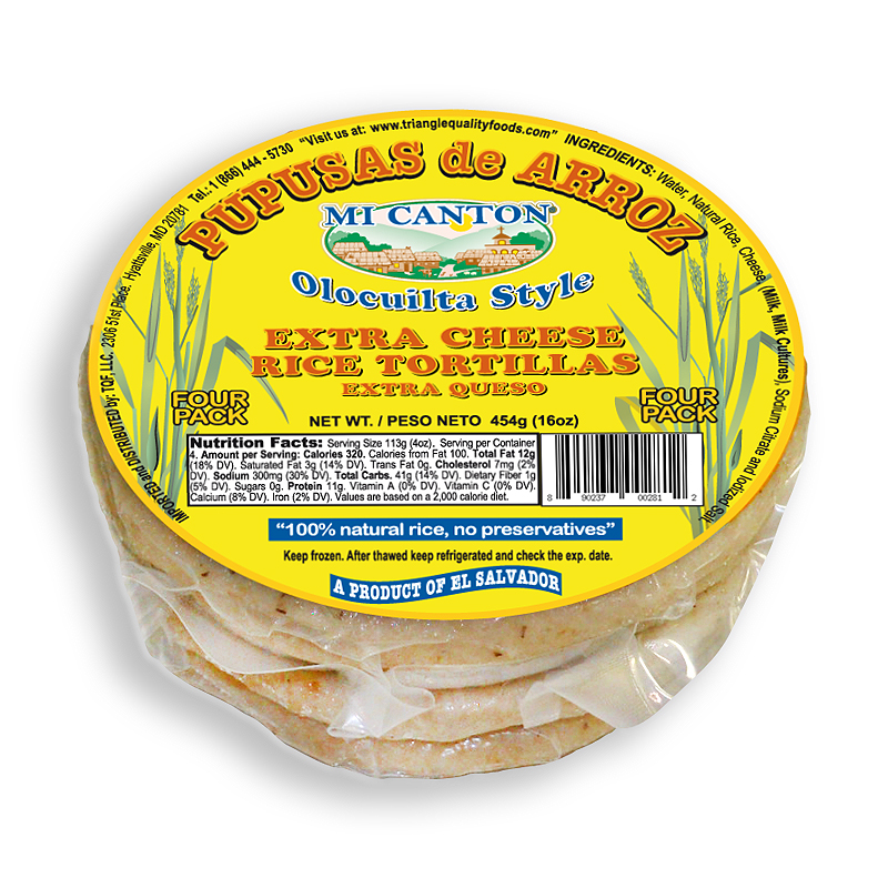 MI CANTON<br />
EXTRA CHEESE RICE PUPUSA - 4 PACK<br />
12 X 16 oz (454g)