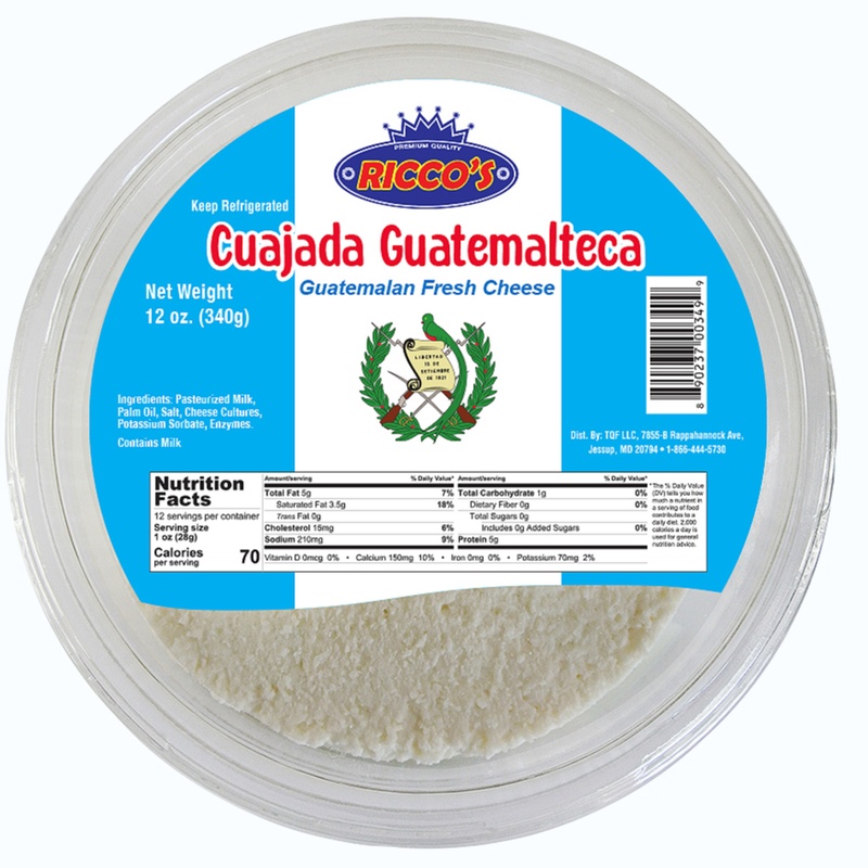 RICCO’S<br />
GUATEMALAN FRESH CHEESE<br />
6 X 12 oz (397g)