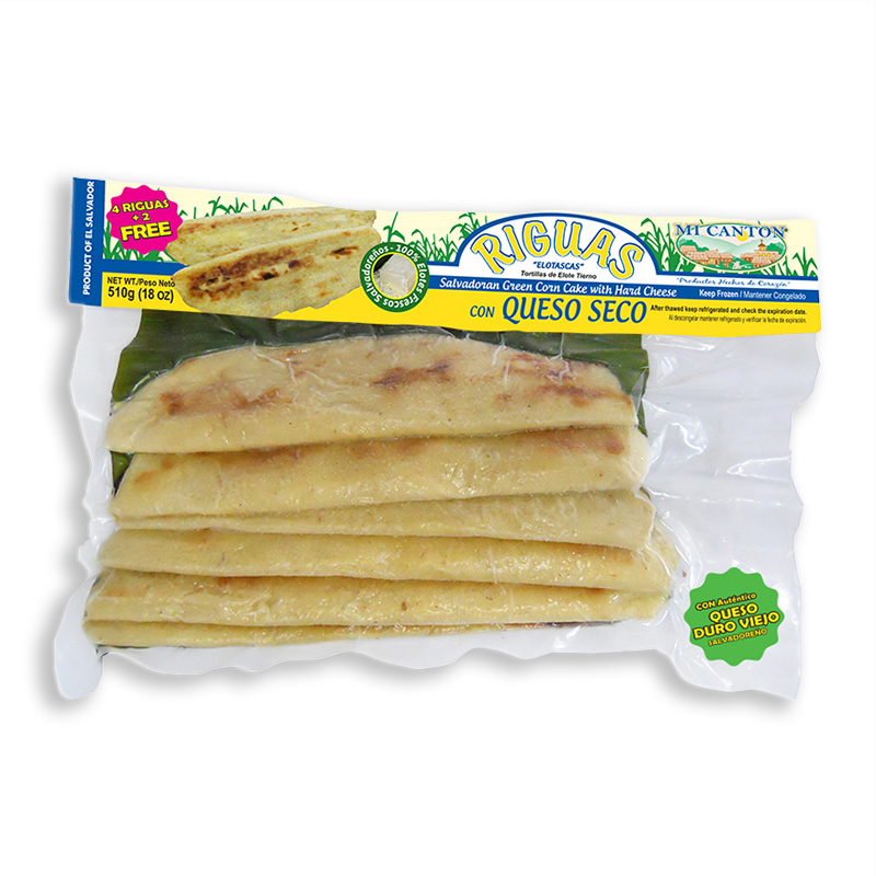 MI CANTON<br />
GREEN CORN CAKE WITH CHEESE 4 RIGUA + 2 FREE<br />
12 X 18 OZ (510g)